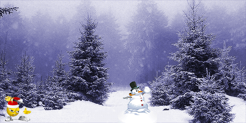 Sword-Twirly-dancing-in-snow-scene-with-pines+snowman-throw-snowballs.gif